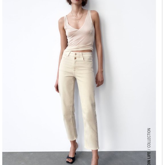 Zara Jeans Zara Super High Rise Straight Leg Jeans Poshmark